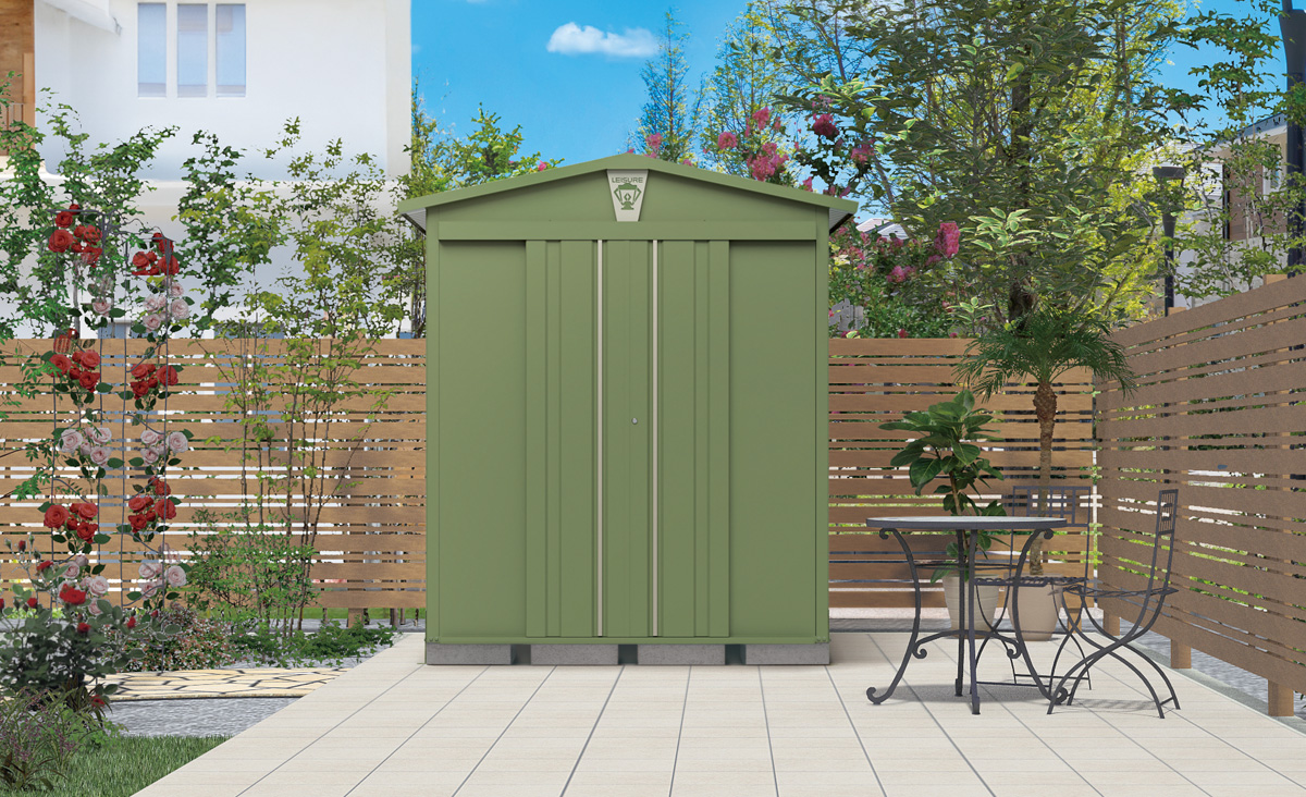 三角屋根 ガーデニング 「中型 物置 リジュー（LEISURE） LS-1515GN」 タクボ物置