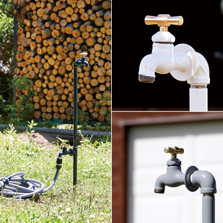 配管パイプ立水栓 ダブルセット