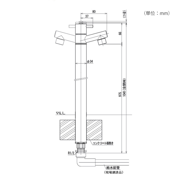 オシャレなカラフル水栓柱「ジラーレ＜10色＞　1口タイプ」専用蛇口付き