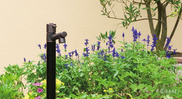 シックな水栓柱「ジラーレ＜ブラックブロンズ＞1口」　※専用蛇口付