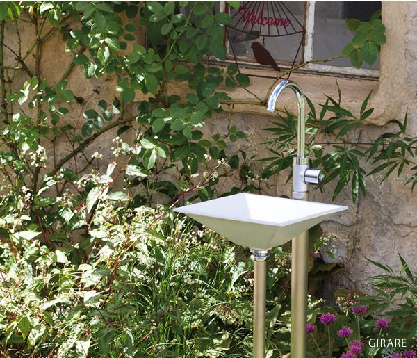 「ジラーレWスワンネック＋手洗器セット （水栓柱＋蛇口2個＋手洗器）」