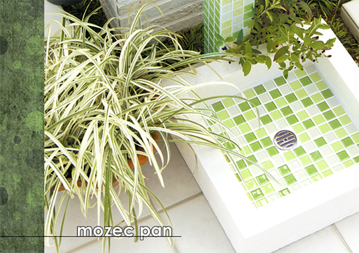 モザイクタイル製　立水栓の水受け「モゼック　パン」