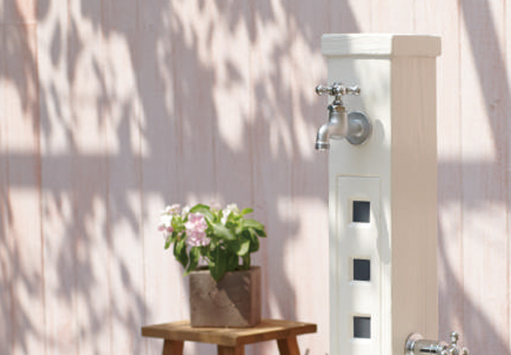 「横水栓 十字ハンドル シルバー」