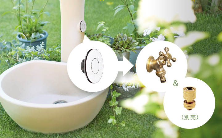 「ホース接続水栓 十字ハンドル」