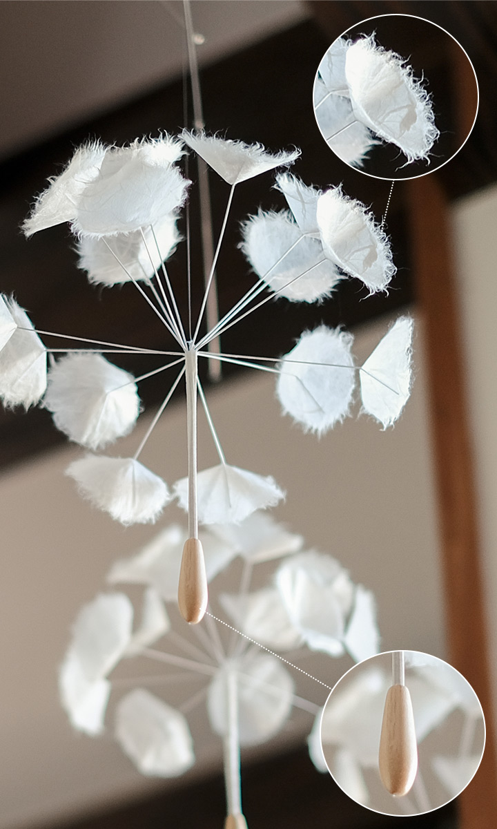 「綿毛のモビール（S・M・L/3個1セット)」
