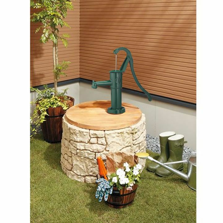 日本製 手押しポンプ 「ガーデン 井戸ポンプ 板付き：ジャパニーズ