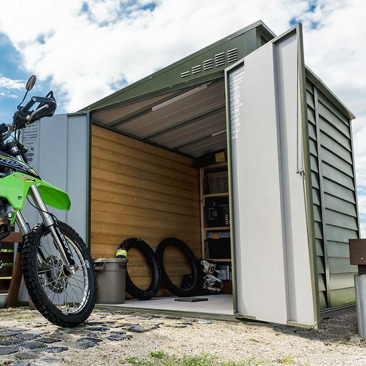 大型バイク 自転車倉庫「メタルシェッド TM2W DD ワイドダブルドア