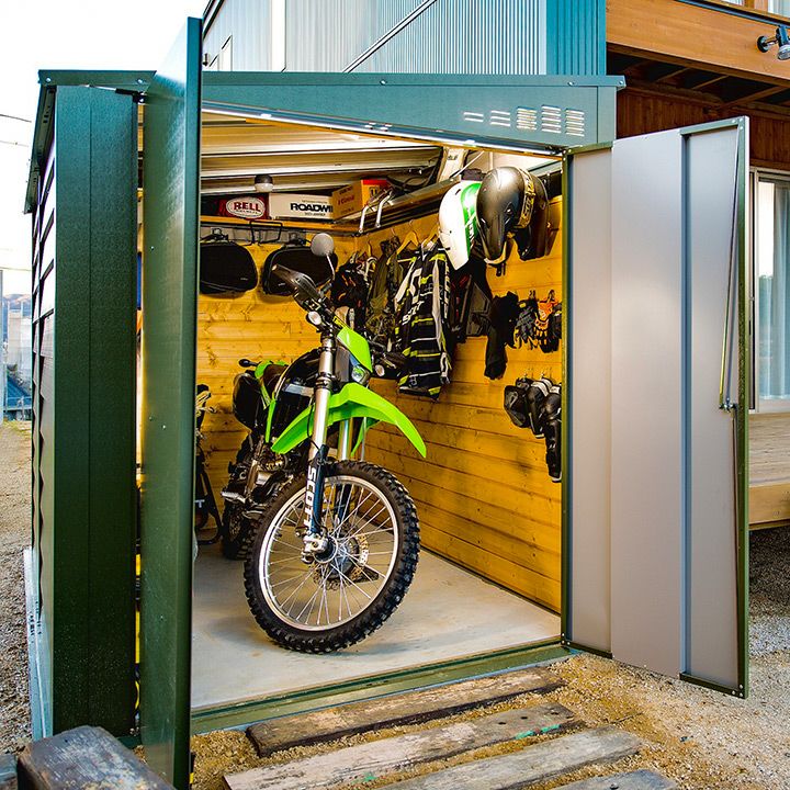 大型バイク 自転車倉庫「メタルシェッド TM2W DD ワイドダブルドア 