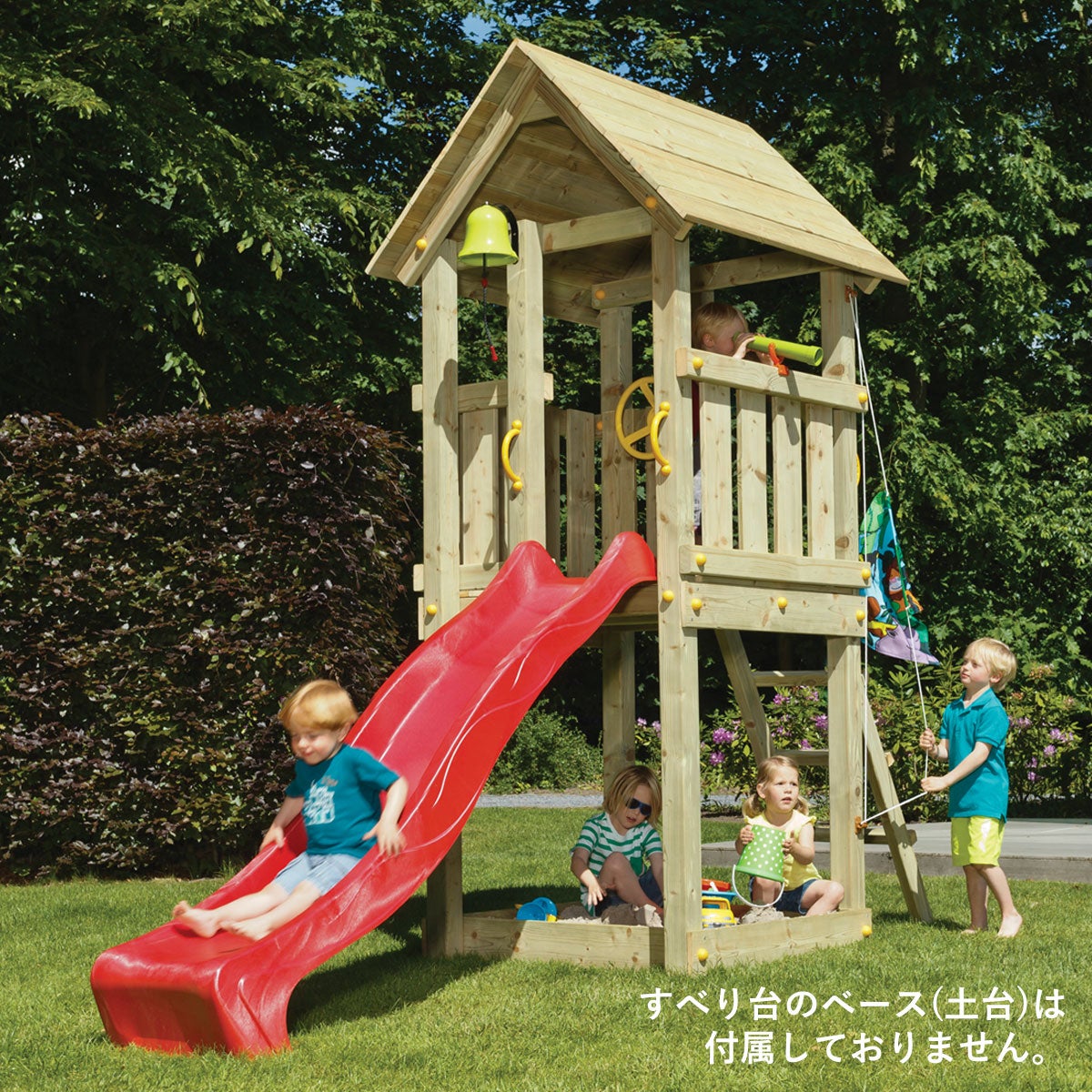 室内キッズルームにもおすすめで、室内にパープルのすべり台を設置した時の使用イメージ画像です。
