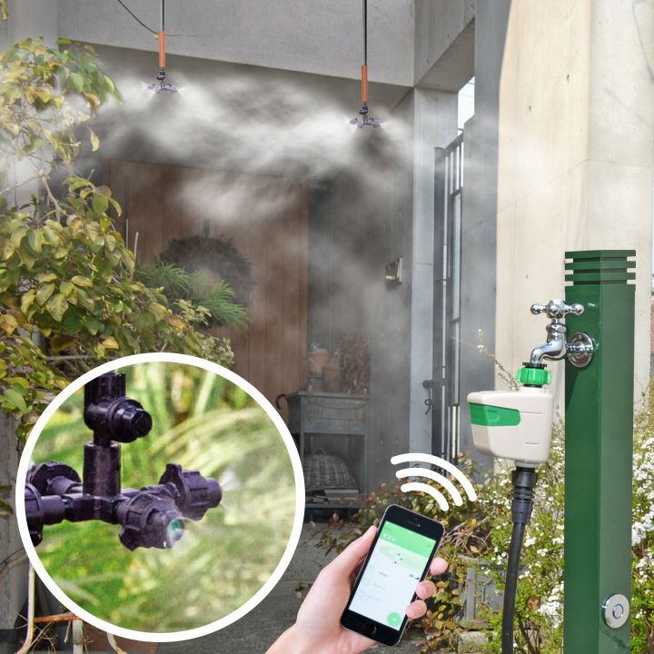屋外用 ミストシャワー 「スマプロBT＆水道圧ミスト ハンガーセット