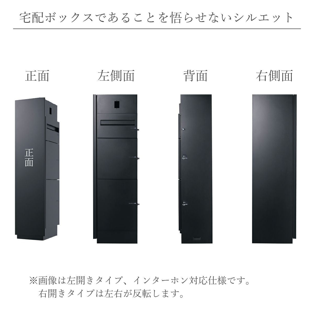 「 宅配ボックス付 機能門柱 ミース カラー：ブラック 埋込仕様 」