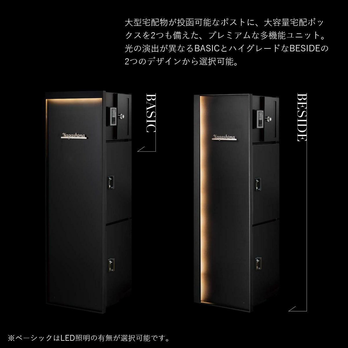 門柱ユニット ヴェリータNX ベーシック LED付き （宅配ボックス2個 +