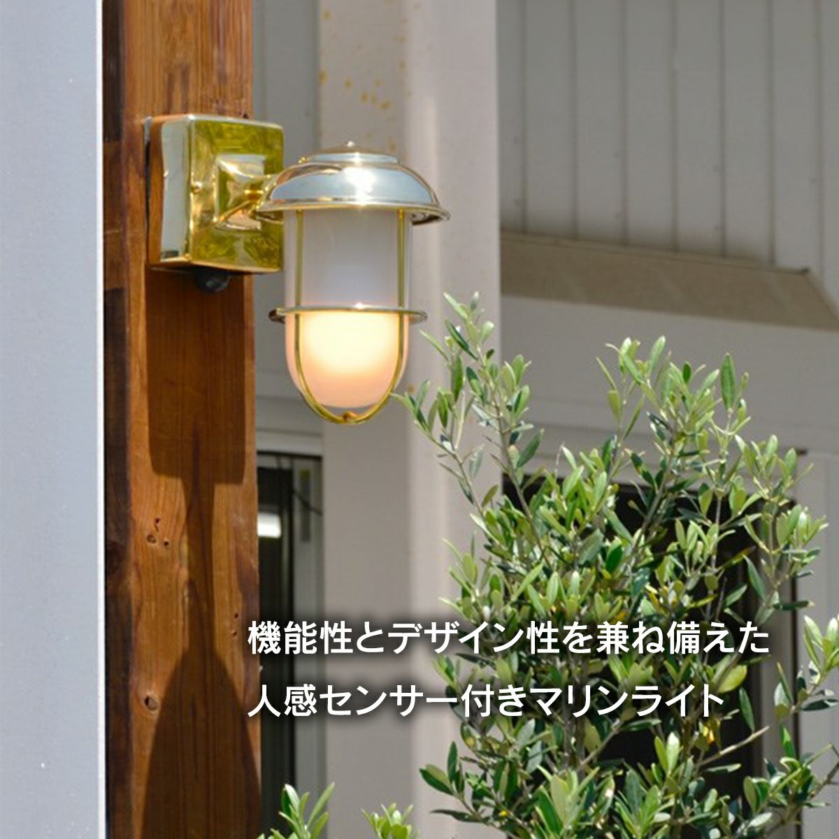 真鍮ガーデンライト BR5000 LED くもりガラス 人感センサー付き
