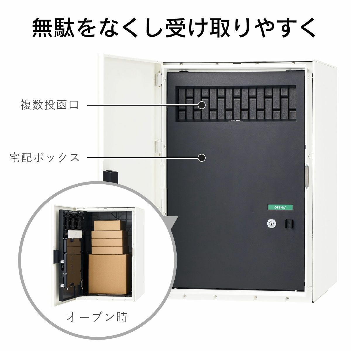 宅配ボックス ナスタボックス+ Mサイズ ポールタイプ 右勝手 （KS
