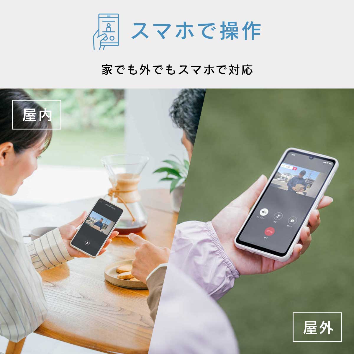 スマホで操作。家でも外でもスマホで対応。