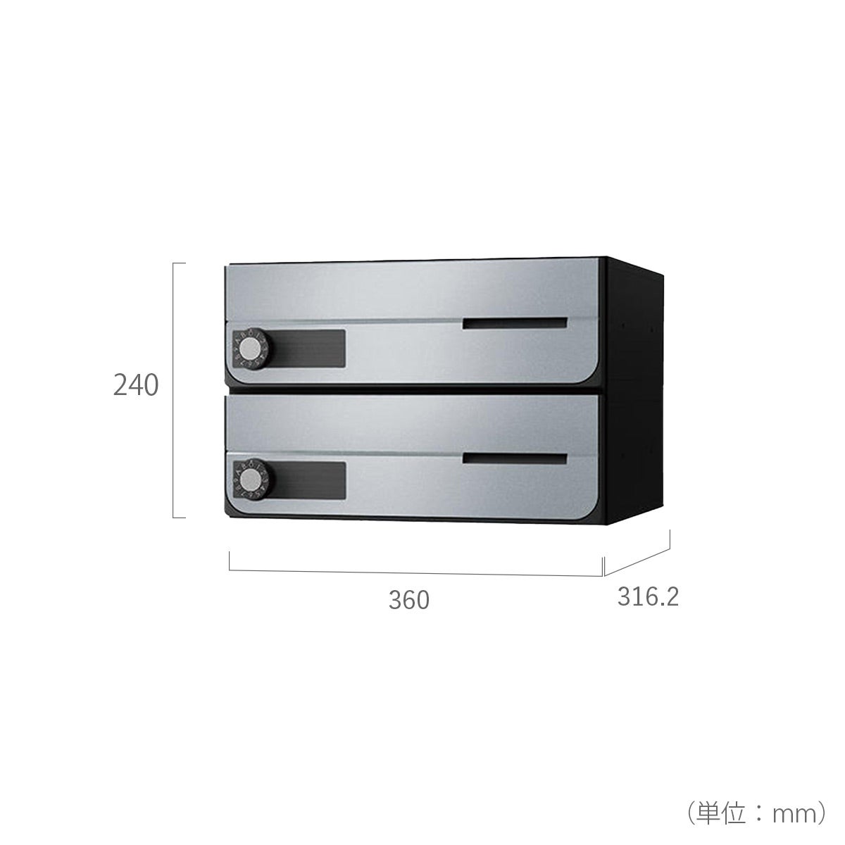 サイズはW360×H240×D316.2mmです。